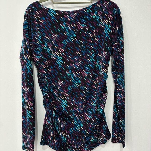 Vince Camuto Long Sleeve Multicolor Printed Retro Top Sz Small - Picture 6 of 10